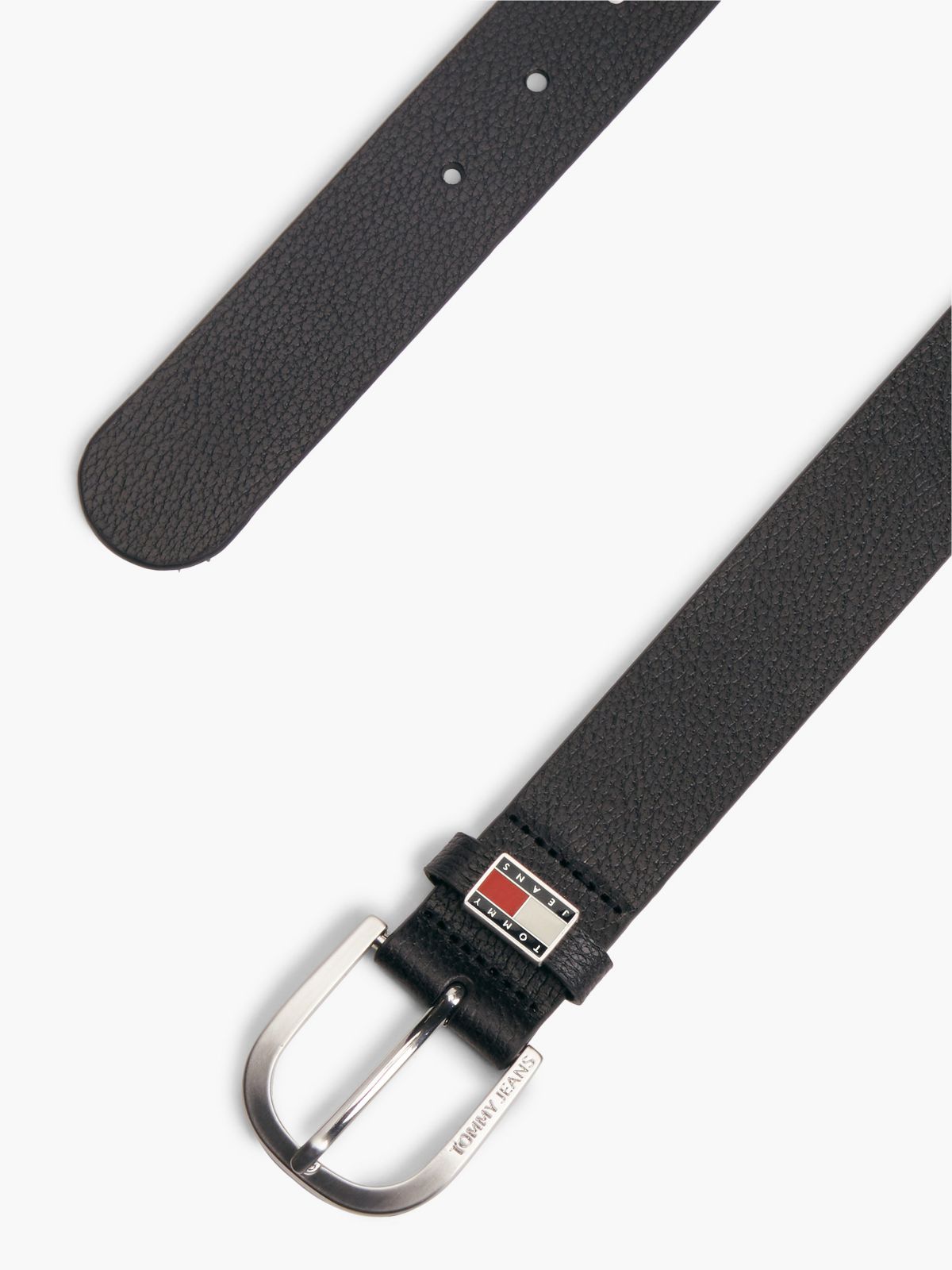 Tommy Jeans Round Buckle Leather Belt — Black