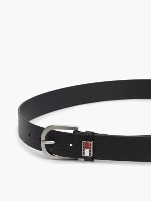 Мужские ремни Tommy Hilfiger Tommy Jeans Round Buckle Leather Belt, цвет: Чёрный — фото 3