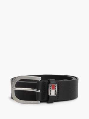 Мужские ремни Tommy Hilfiger Tommy Jeans Round Buckle Leather Belt, цвет: Чёрный — фото 4
