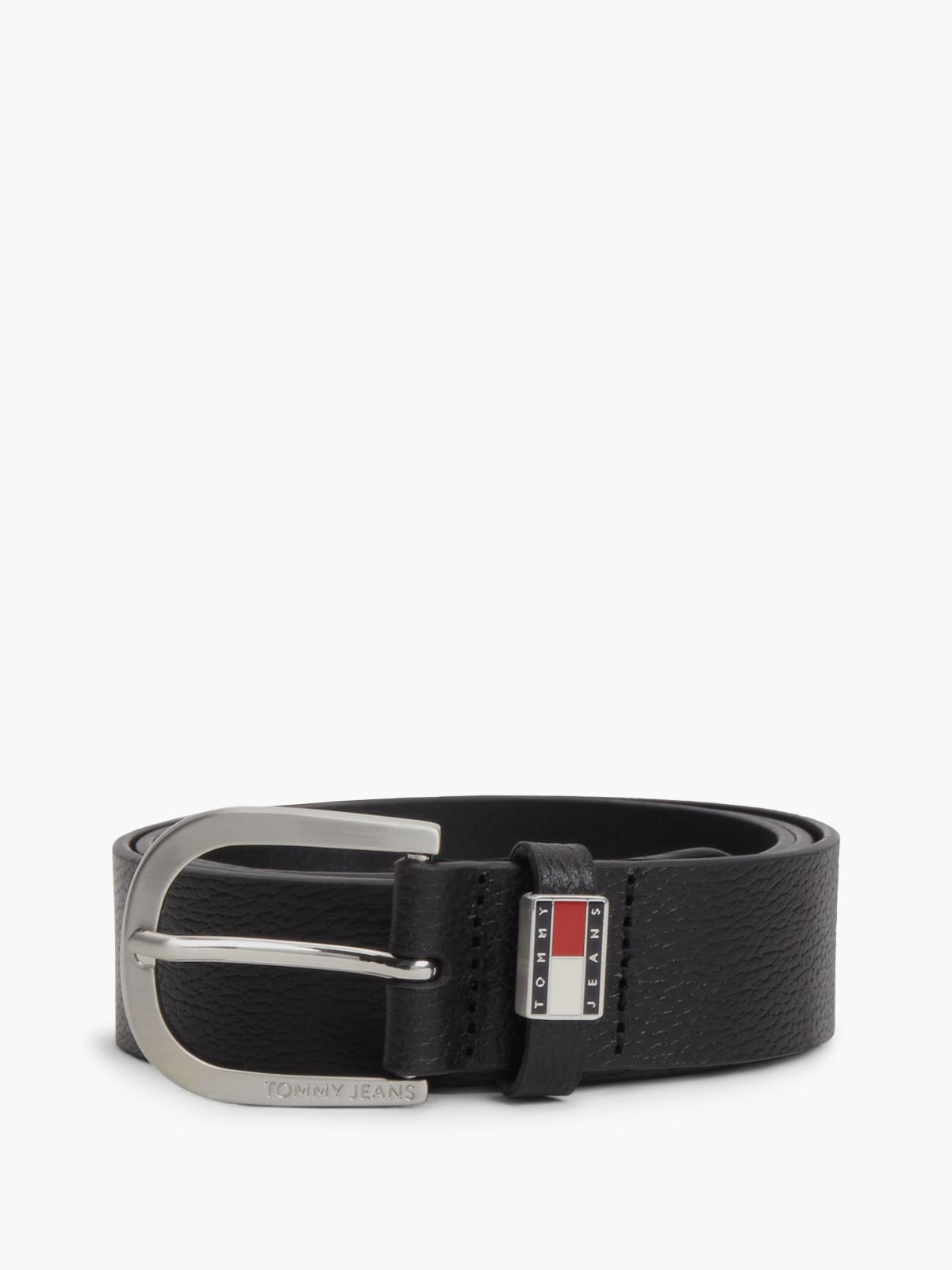 Tommy Jeans Round Buckle Leather Belt — Black