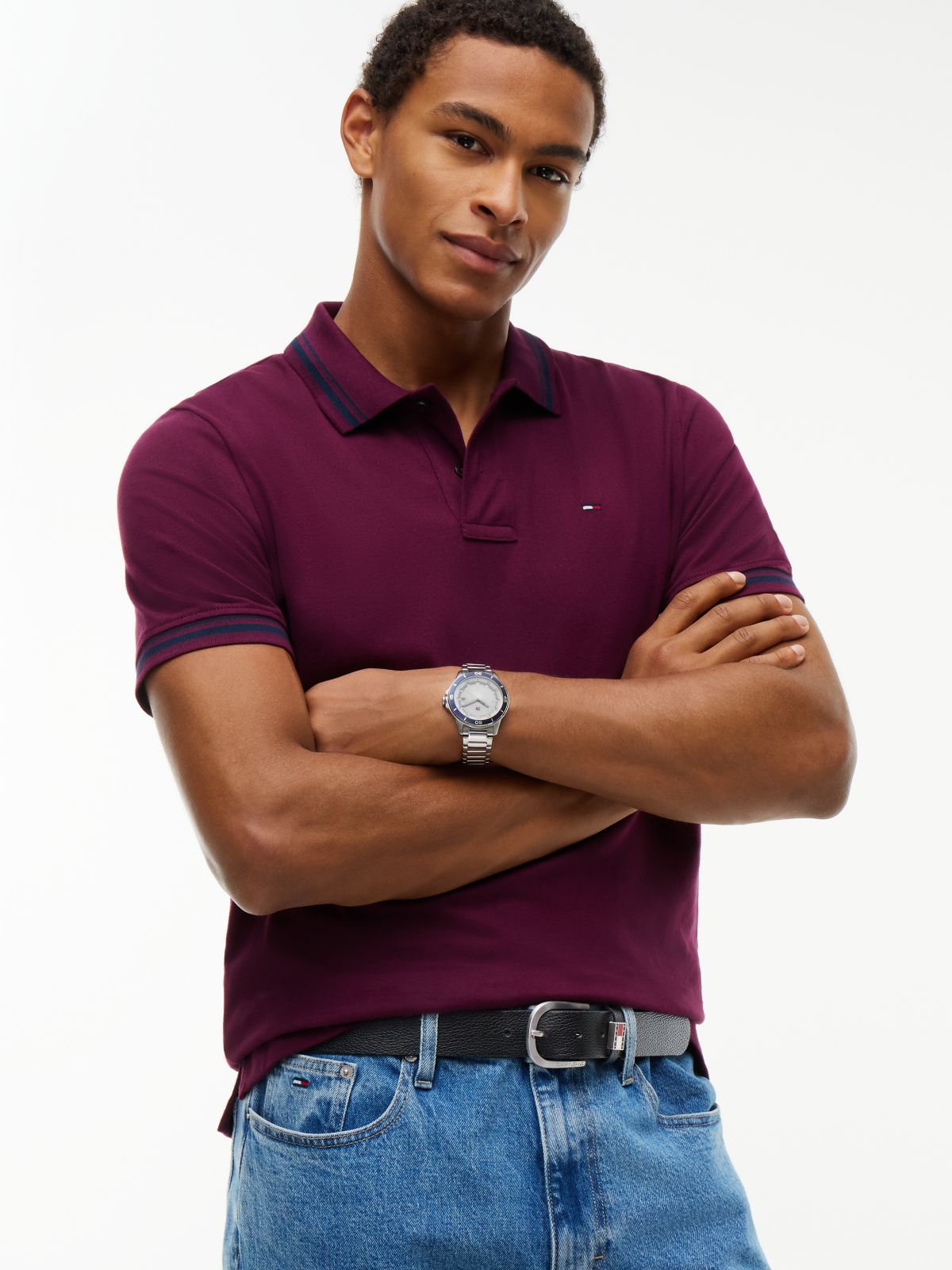 Tommy Jeans Round Buckle Leather Belt — Black