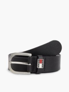 Tommy Jeans Round Buckle Leather Belt — Black 1