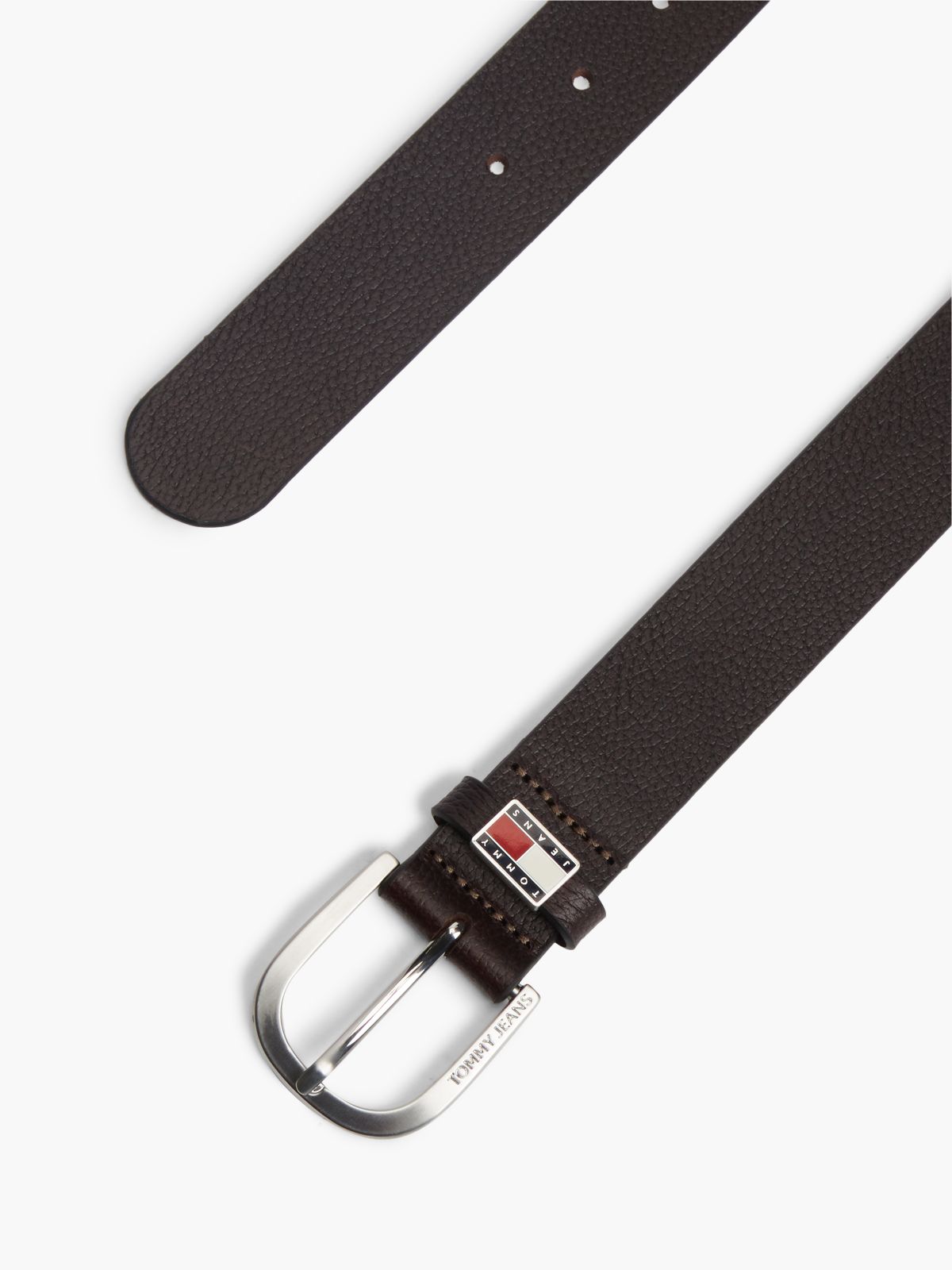 Tommy Jeans Round Buckle Leather Belt — Dark Brown