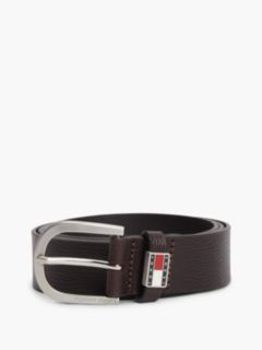 Tommy Jeans Round Buckle Leather Belt — Dark Brown 6