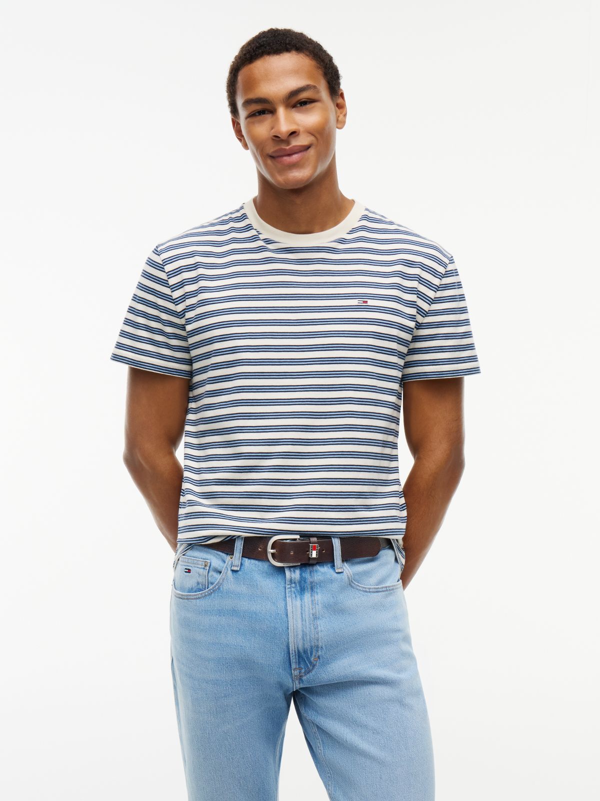 Tommy Jeans Round Buckle Leather Belt — Dark Brown
