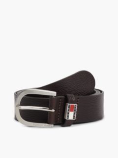 Tommy Jeans Round Buckle Leather Belt — Dark Brown 1