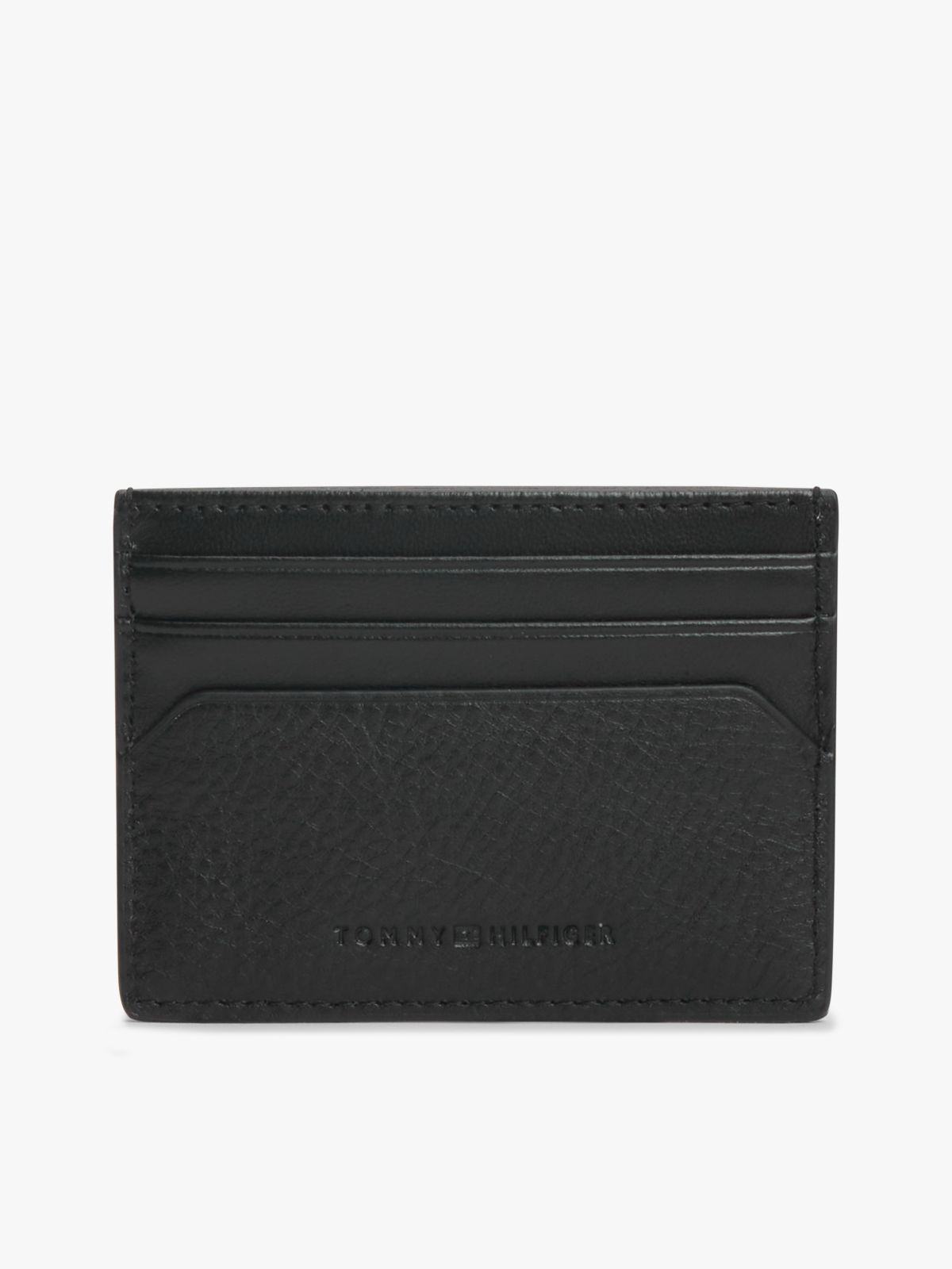 Pebbled Leather Card Holder — Black
