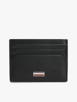 Pebbled Leather Card Holder, Black