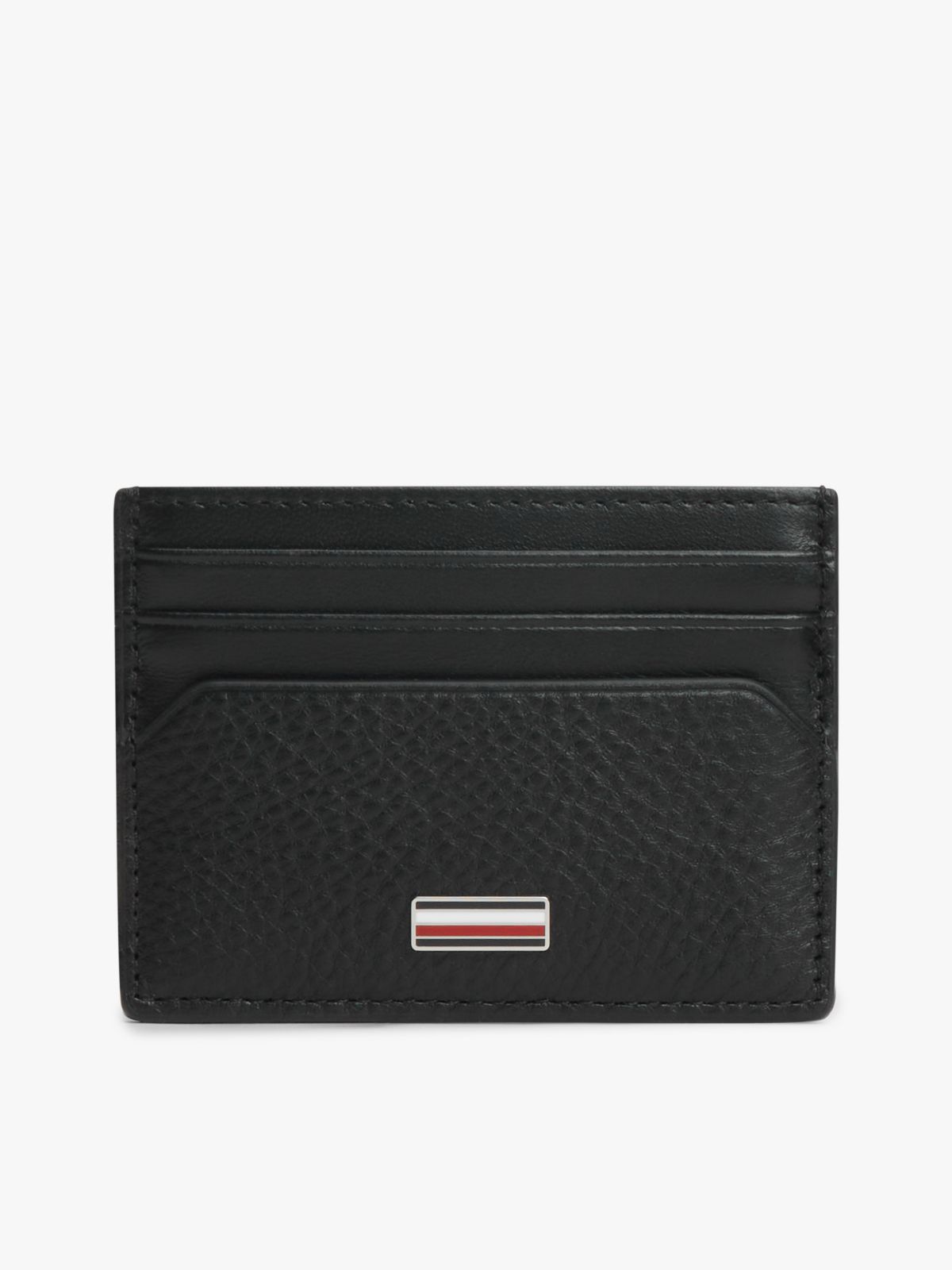 Pebbled Leather Card Holder — Black