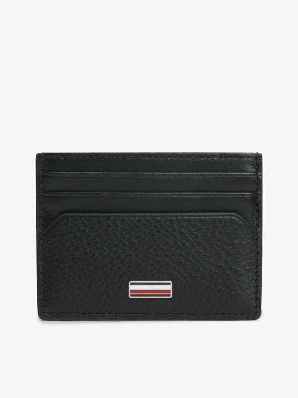 Pebbled Leather Card Holder — Black