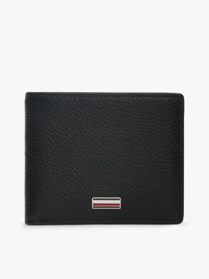 Pebbled Leather Bifold Wallet, Black