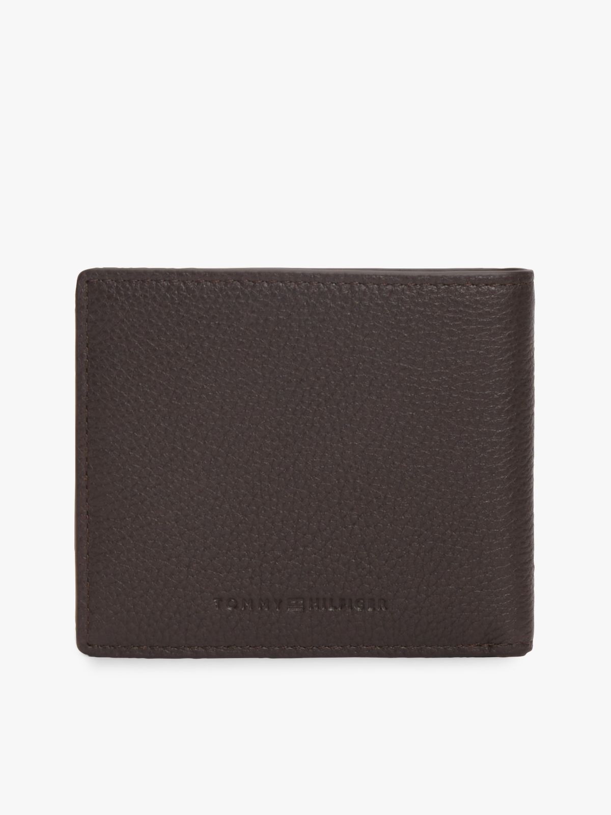 Pebbled Leather Bifold Wallet — Coffee Bean