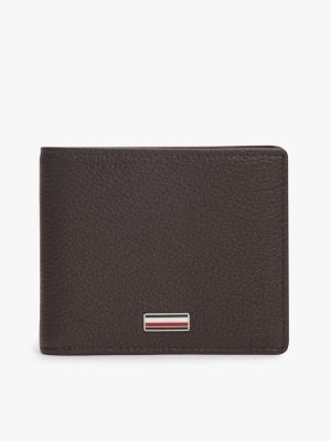Pebbled Leather Bifold Wallet, Coffee Bean