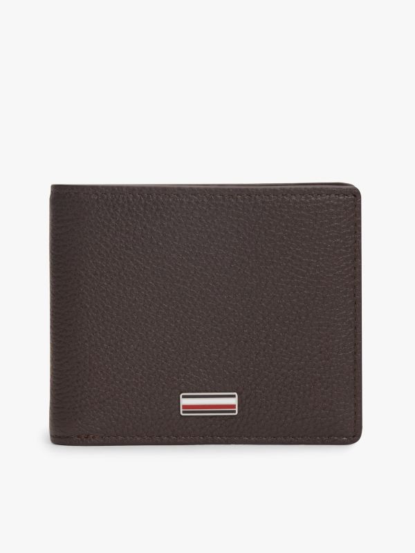 Pebbled Leather Bifold Wallet — Coffee Bean