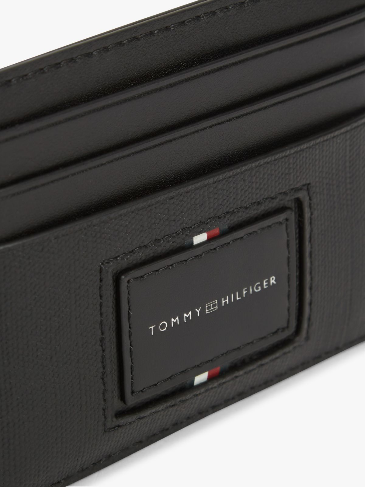 Hilfiger Logo Leather Card Holder — Black