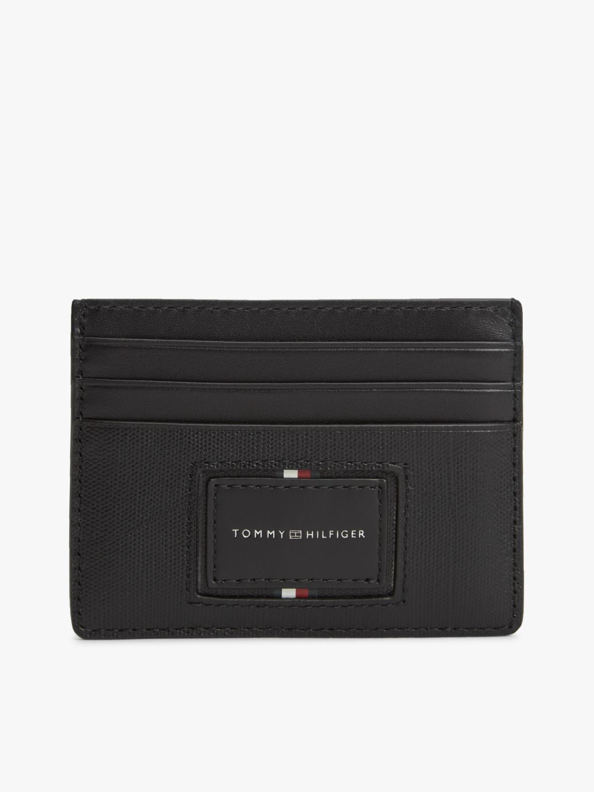 Hilfiger Logo Leather Card Holder — Black