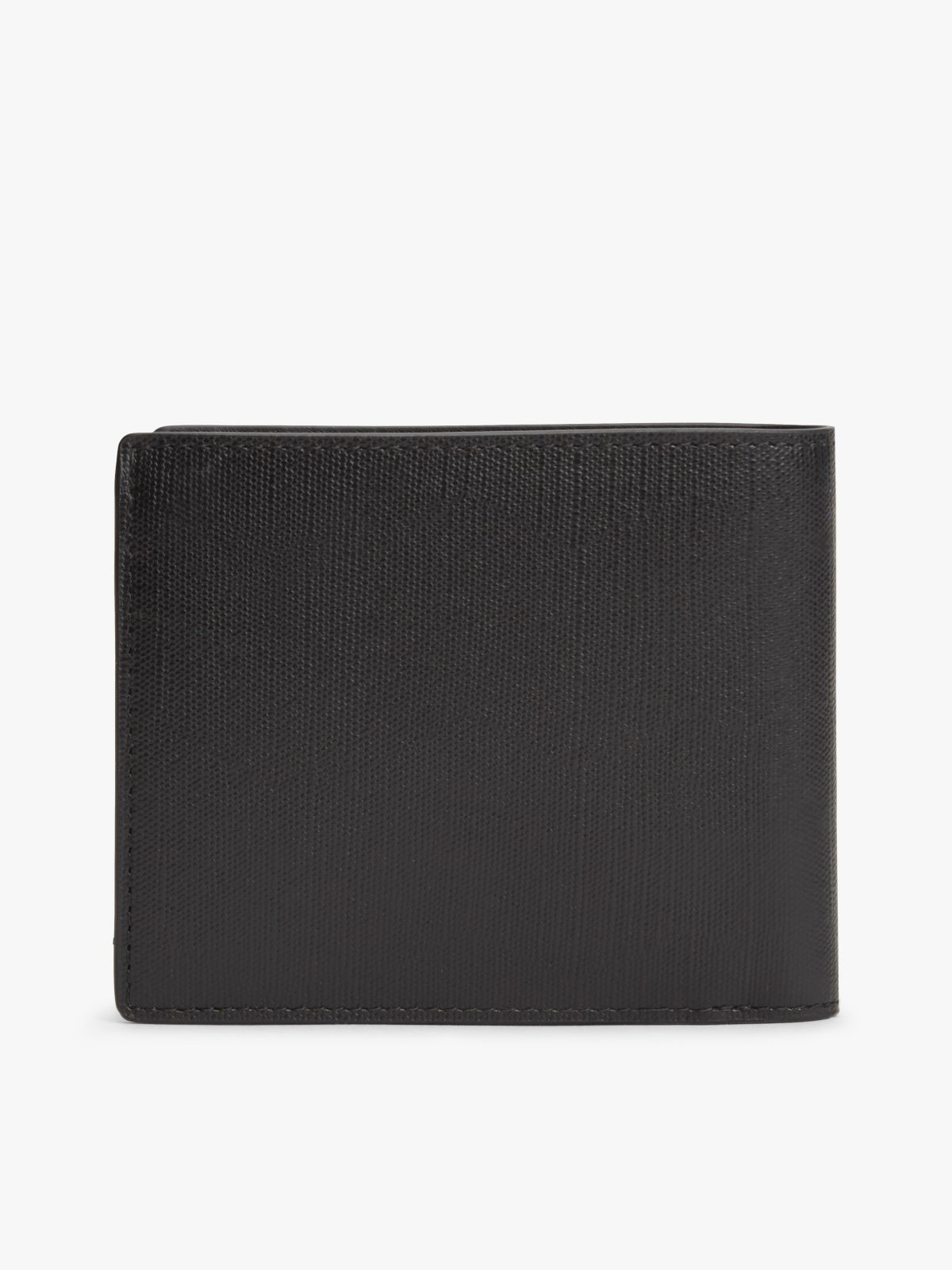 Hilfiger Logo Leather Card & Coin Wallet — Black