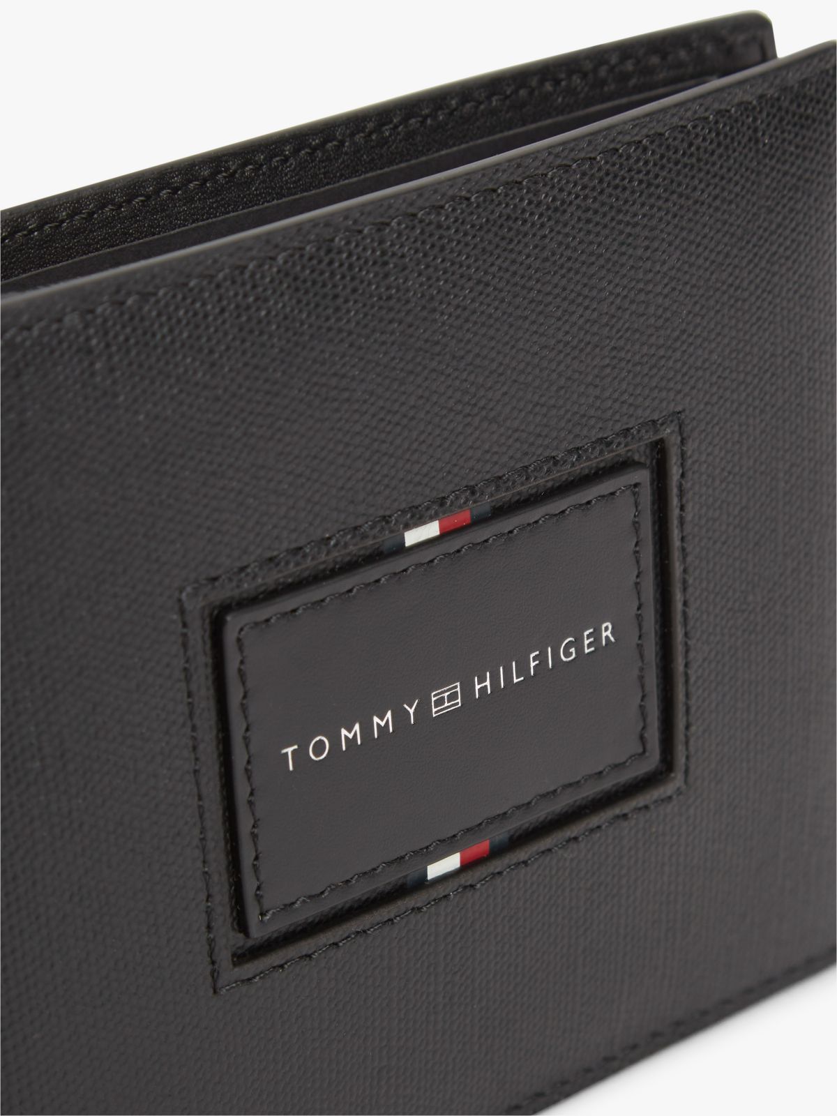 Hilfiger Logo Leather Card & Coin Wallet — Black