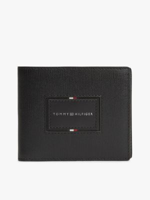 Hilfiger Logo Leather Card & Coin Wallet, Black