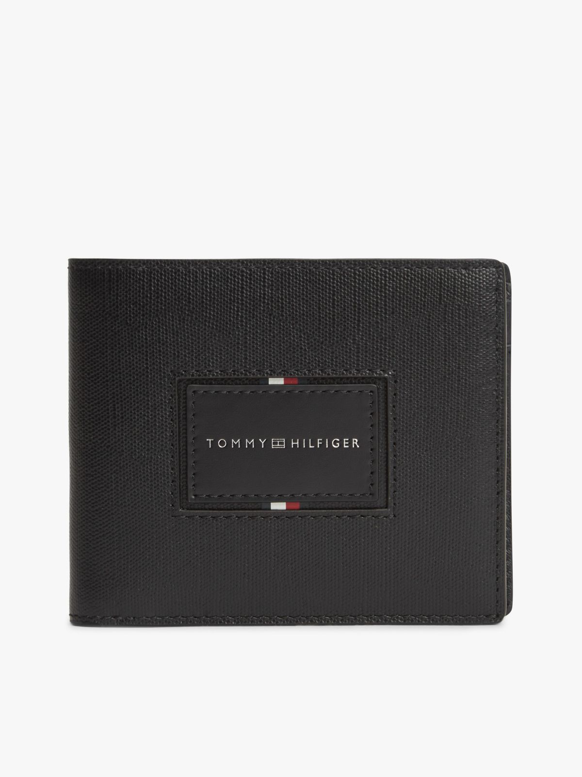 Hilfiger Logo Leather Card & Coin Wallet — Black