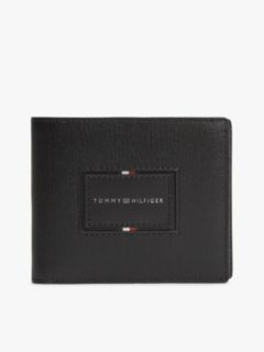 Hilfiger Logo Leather Card & Coin Wallet — Black 1