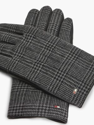 Мужские перчатки Tommy Hilfiger Leather & Melton Wool Glove, цвет: Клетчатый — фото 2