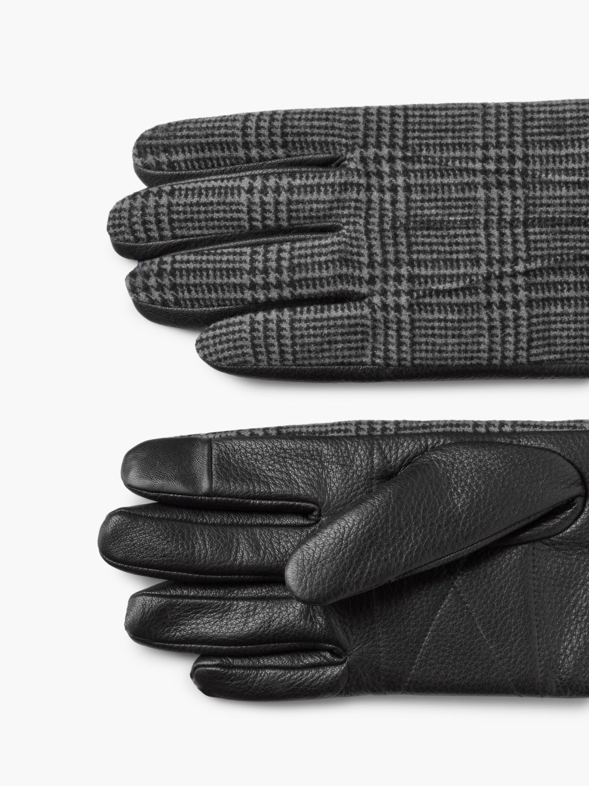 Leather & Melton Wool Glove — Prince Of Wales Check