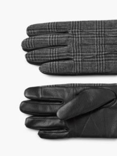 Leather & Melton Wool Glove — Prince Of Wales Check 3