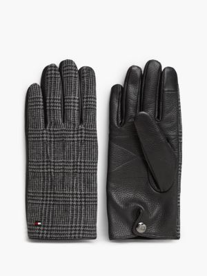 Leather & Melton Wool Glove, Prince Of Wales Check