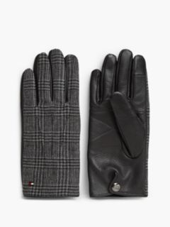 Leather & Melton Wool Glove — Prince Of Wales Check 1
