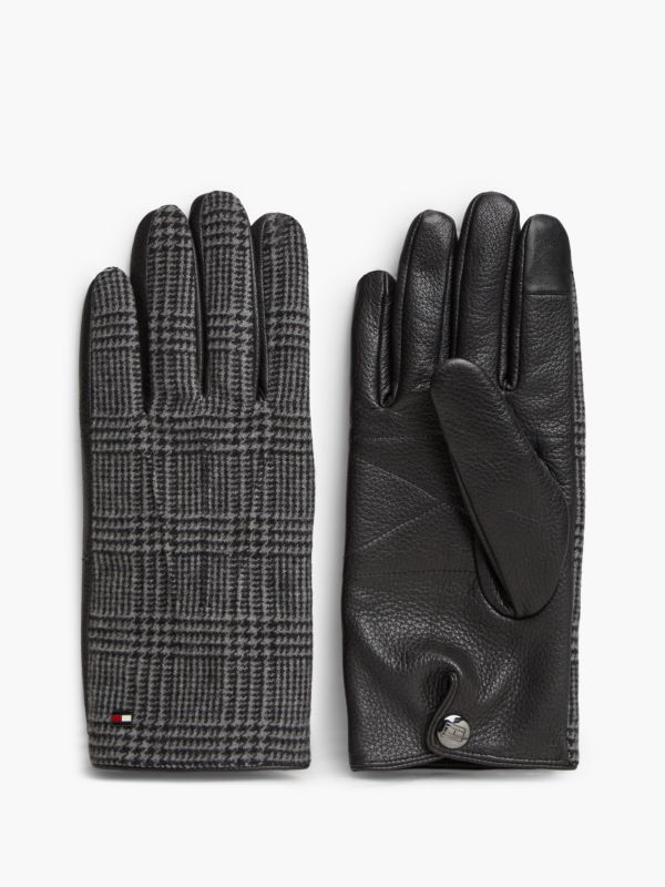 Leather & Melton Wool Glove — Prince Of Wales Check