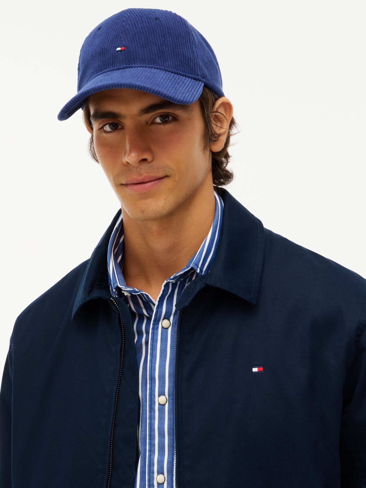 Flag Logo Corduroy Baseball Cap — Preppy Navy