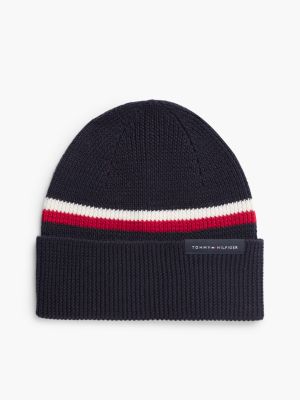 Signature Flag Stripe Wool-Blend Beanie, Space Blue