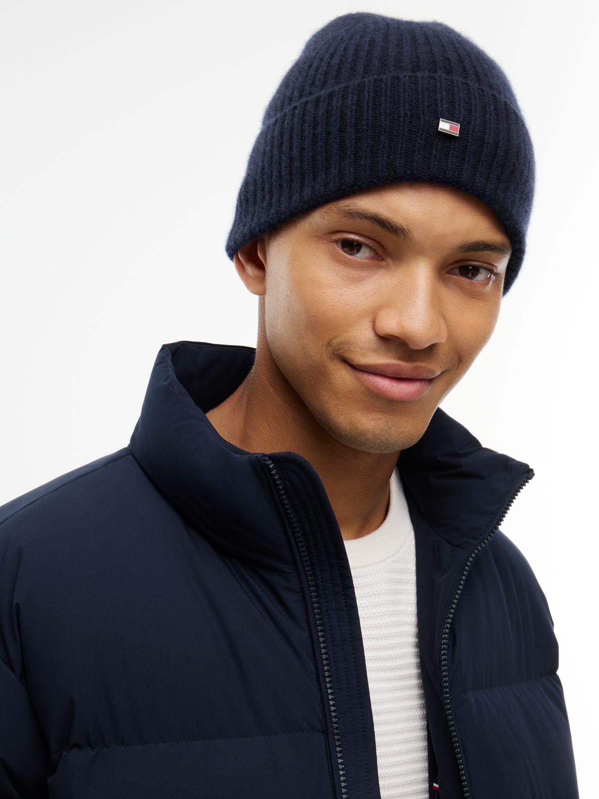 Flag Logo Cashmere Beanie — Space Blue