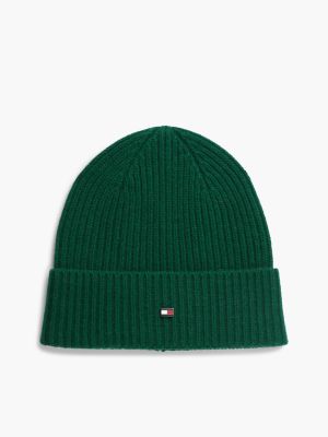 Мужская шапка Tommy Hilfiger Flag Logo Cashmere Beanie, цвет: Изумрудный