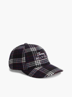 Plaid Wool-Blend Baseball Cap, Black Check