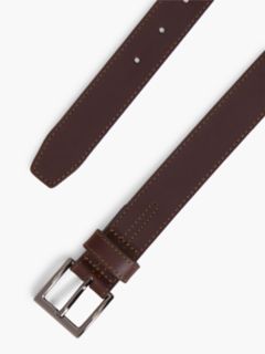 Square Buckle Leather Belt — Brown 2
