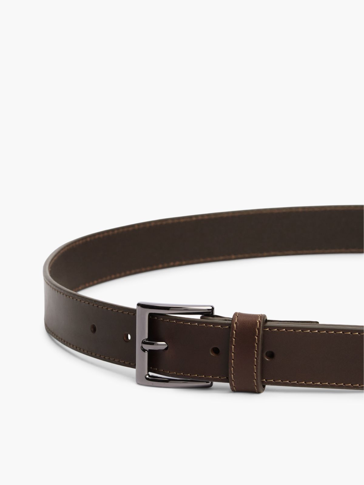 Square Buckle Leather Belt — Brown