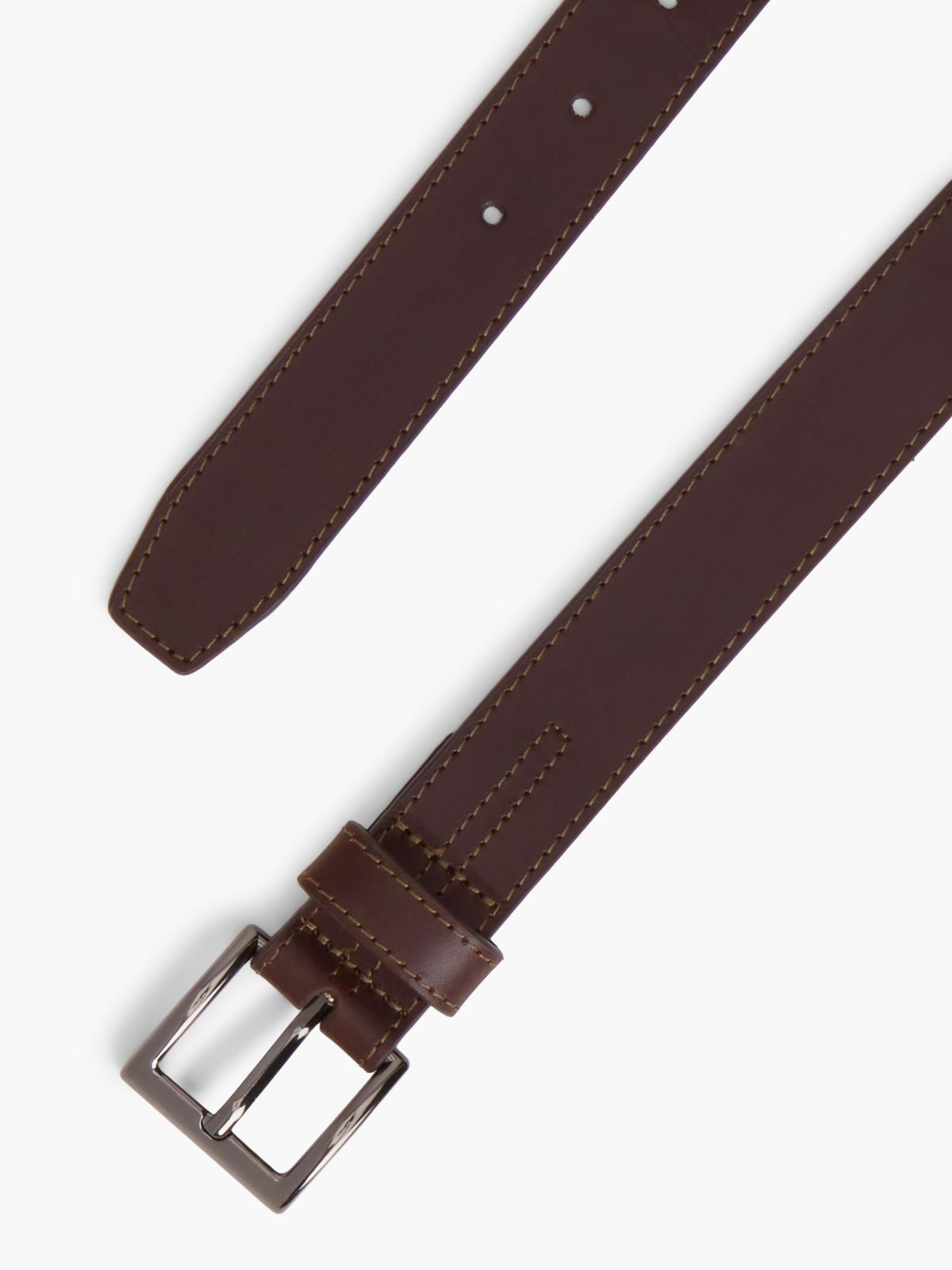 Square Buckle Leather Belt — Brown