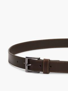 Square Buckle Leather Belt — Brown 5