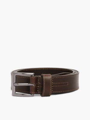 Мужской ремень Tommy Hilfiger Square Buckle Leather, цвет: Коричневый — фото 6