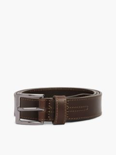 Square Buckle Leather Belt — Brown 6