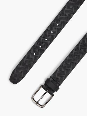 Мужской ремень Tommy Hilfiger Square Buckle Embossed Leather Belt, цвет: Чёрный — фото 2
