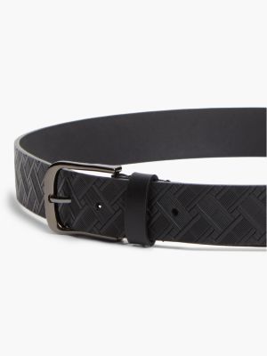 Мужской ремень Tommy Hilfiger Square Buckle Embossed Leather Belt, цвет: Чёрный — фото 3
