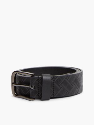 Мужской ремень Tommy Hilfiger Square Buckle Embossed Leather Belt, цвет: Чёрный — фото 4