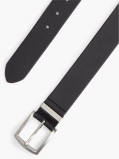 Square Buckle Smooth Leather Belt — Black 2