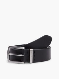 Square Buckle Smooth Leather Belt — Black 1