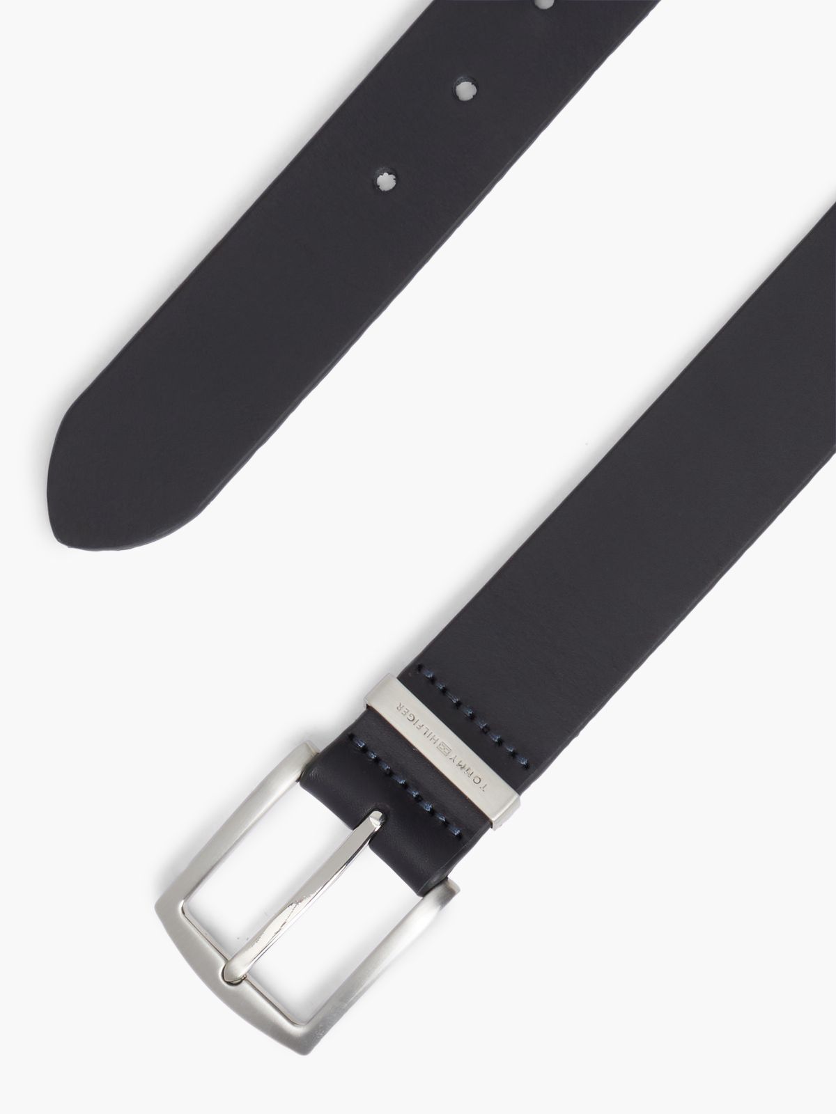 Square Buckle Smooth Leather Belt — Space Blue