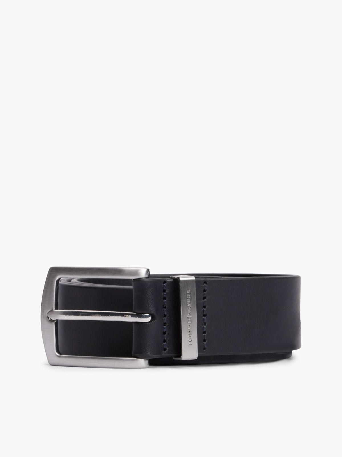 Square Buckle Smooth Leather Belt — Space Blue