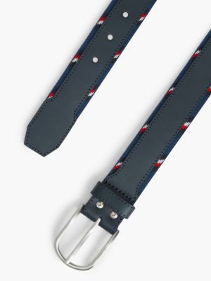 Мужской ремень Tommy Hilfiger Archive Round Buckle Leather Belt, цвет: Космический синий — фото 2